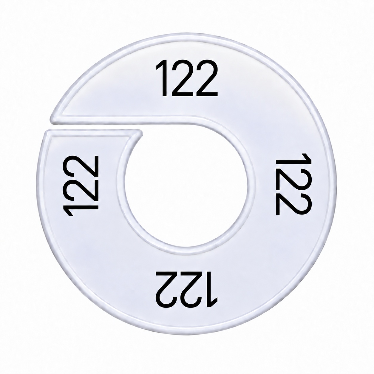 Maatring schijf kledingrek maat 122 wit 9 cm