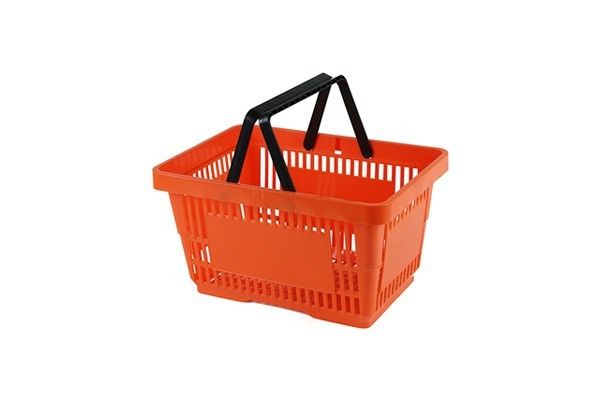 Winkelmand oranje 22 liter 2 hengsels zwart