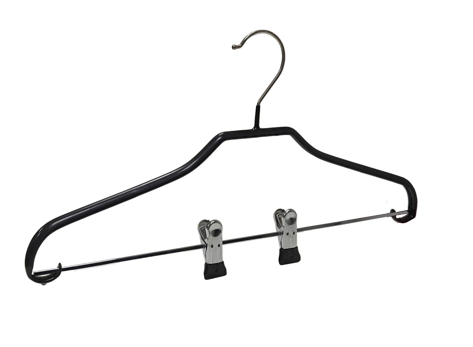Antislip kledinghanger B42 cm met klemmen-knijpers Zwart 2