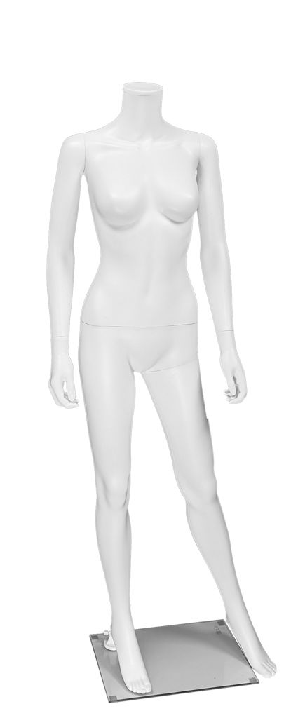 Etalagepop dame wit onbreekbaar H1 EDW01-2 zonder hoofd