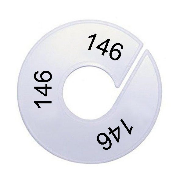 Maatring schijf kledingrek maat 146 wit 9 cm