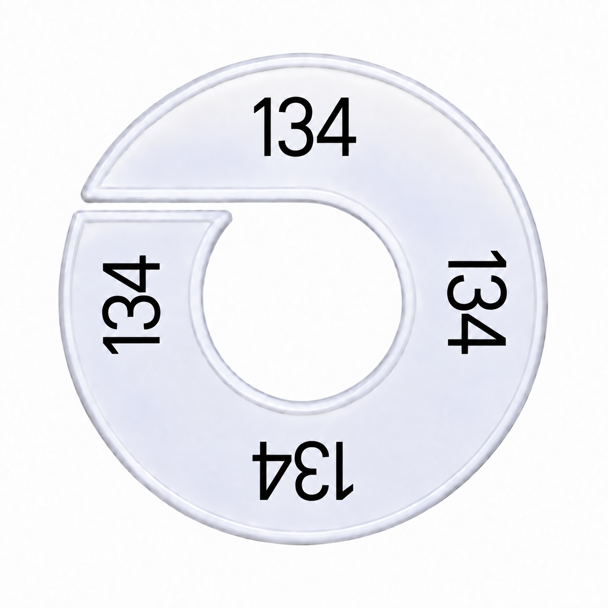 Maatring schijf kledingrek maat 134 wit 9 cm