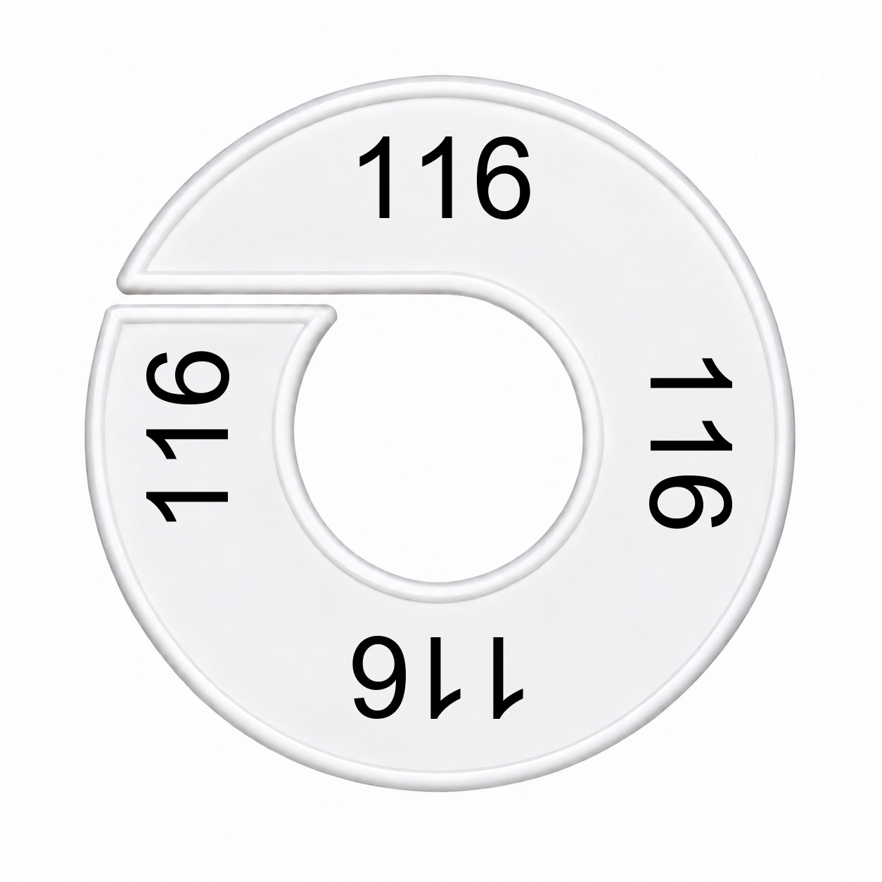 Maatring schijf kledingrek maat 116 wit 9 cm