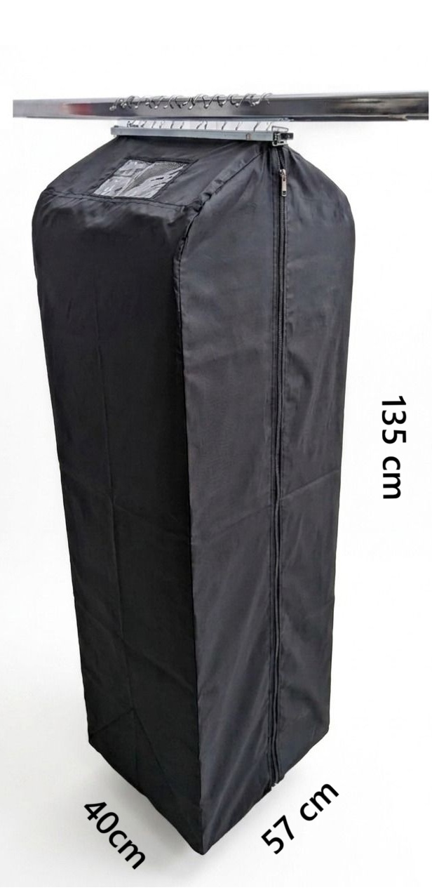 Kleding collectiehoes L 135cm met klem zwart.