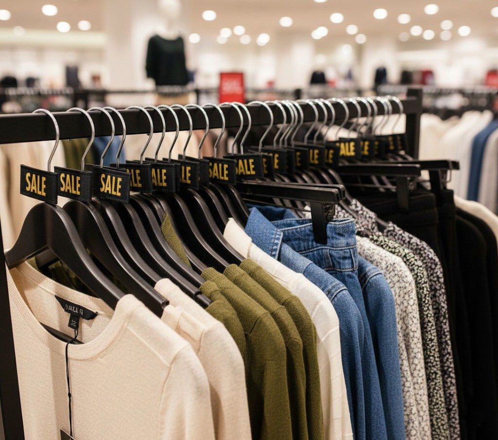 Labelvaantje zwart met goudkleurige letters SALE